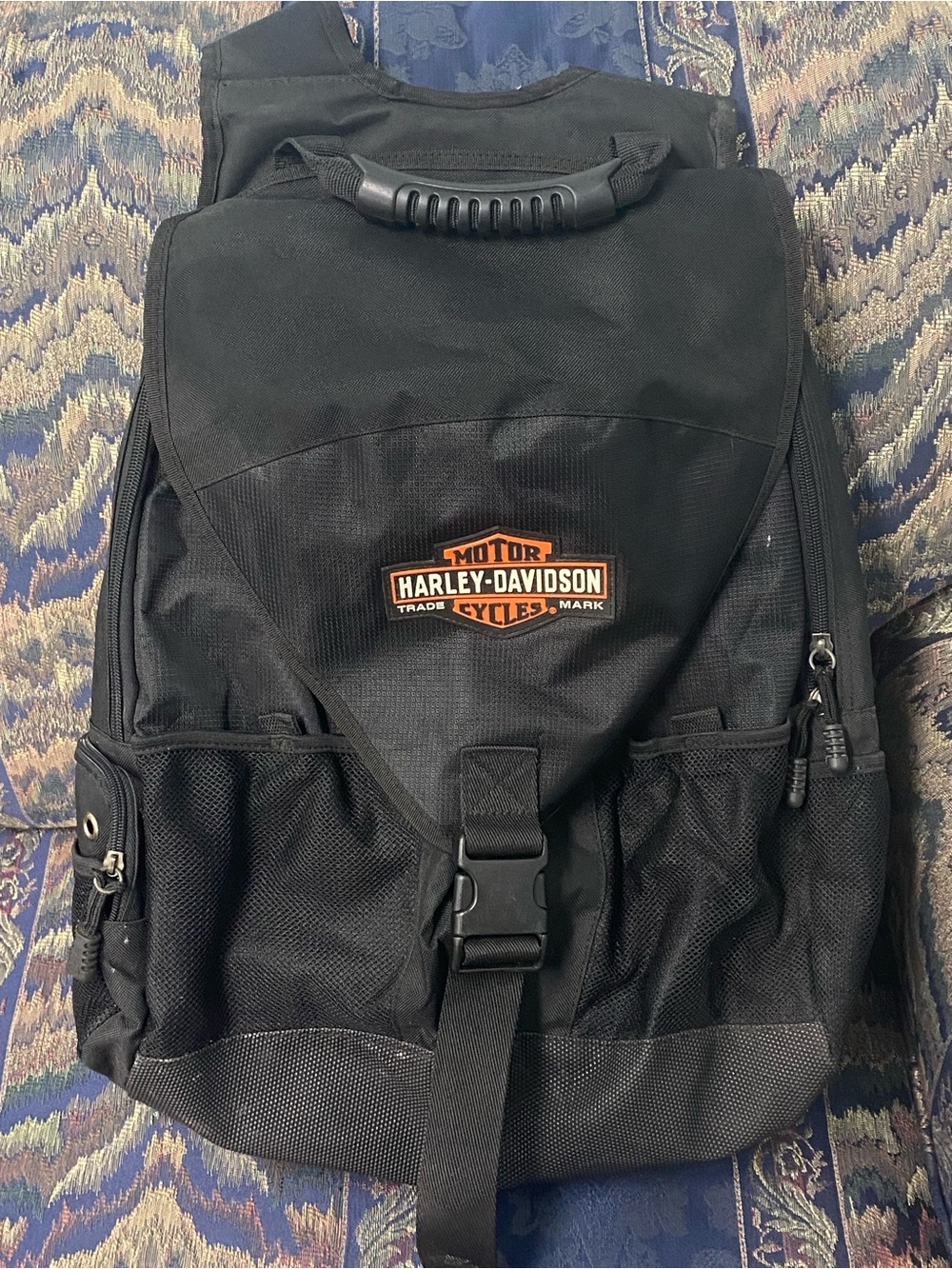 Harley-Davidson Black Backpack with Orange Logo Accent